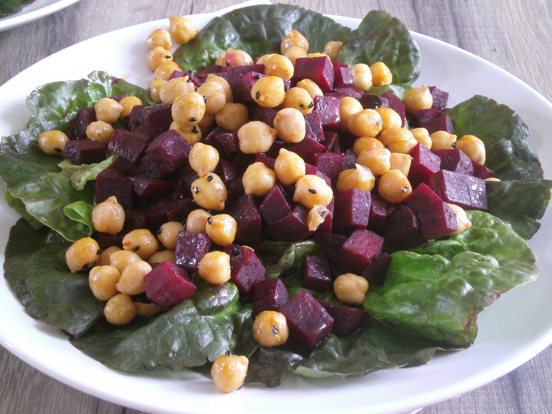 Rezepte - Hauptgerichte - Salat -Gemüse - rote Beete Salat mit Kichererbsen - weizenfrei - vegan - kochen